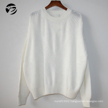 Wholesale Factory Price  Spring Crew Neck White Casual Jumpers Woman Sweater Long Sleeve Women Sweaters